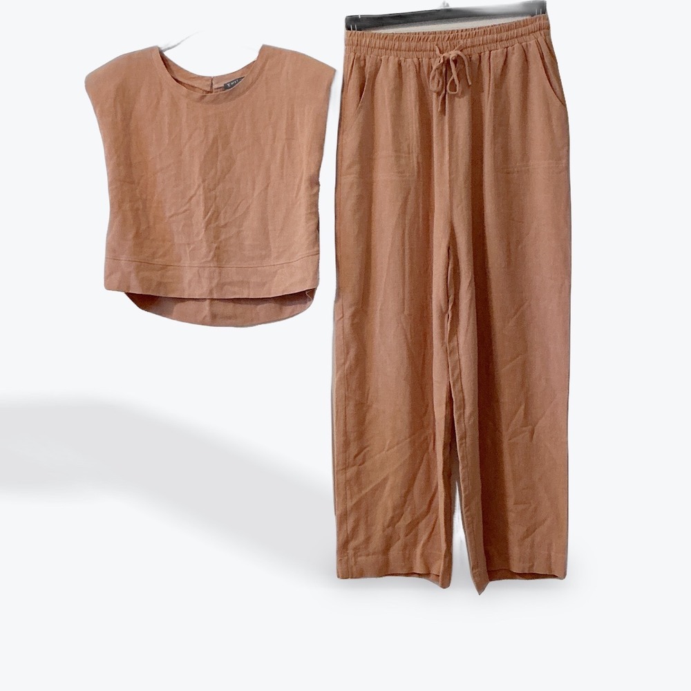Very J Rust Brown Two-Piece Pantsuit Set